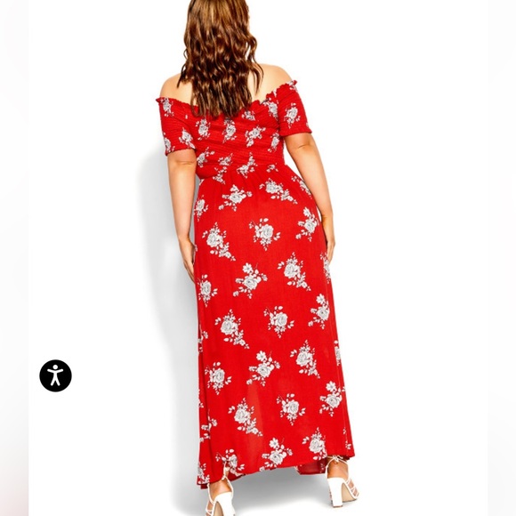 City Chic Rose Floral Maxi Dress Size 12 - Picture 2 of 5